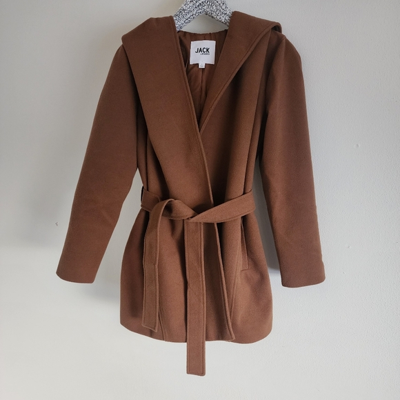The Ultimate Jack by BB Dakota "Take Cover" Hooded Wrap Coat | Classic Camel Lg - Picture 3 of 10